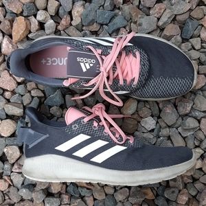Adidas bounce+ gray athletic sneakers workout running shoes women's sz 10